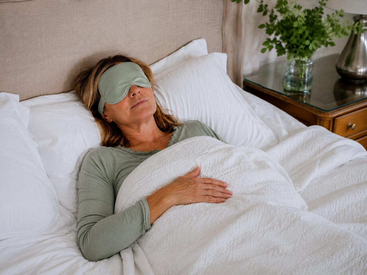 woman getting restful sleep